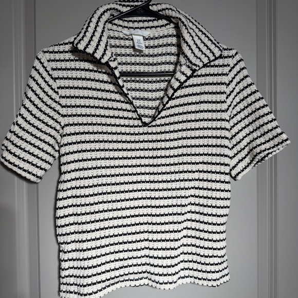 H&M Striped Knit Collared Top – XS - Picture 1 of 3
